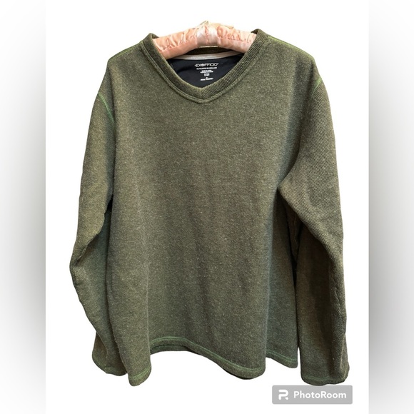 WOOL EXOFICCIO WOOL Donegal V Neck Men’s Sweater Green Size Medium Soft - Picture 1 of 11